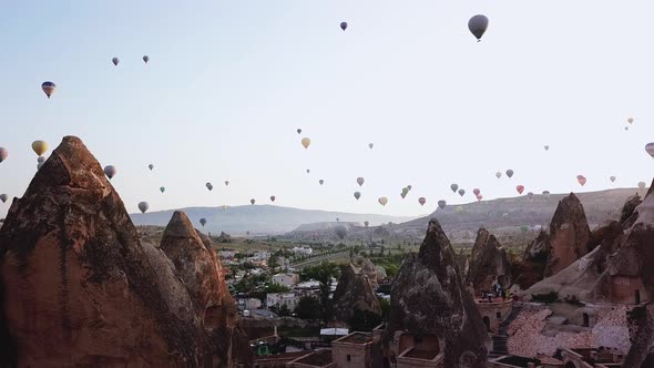 Hot Air Balloons Around the Rocks