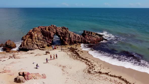 Sand dunes mountains and rain water lagoons at northeast brazilian paradise.