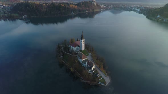 Aerial view of Bled island