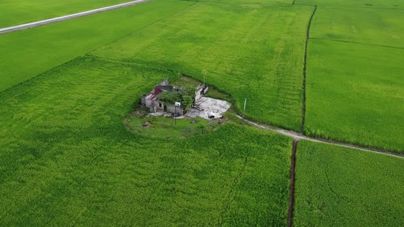 Aerial tracking abandoned house