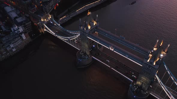 Amazing Evening Aerial View of Tower Bridge