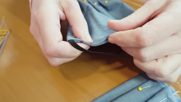 Sewing Cotton Face Mask with a Sewing Machine for Coronavirus Outbreak