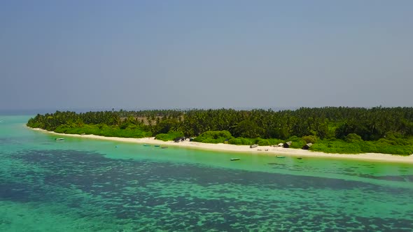 Aerial nature of tourist beach by sea with sand background