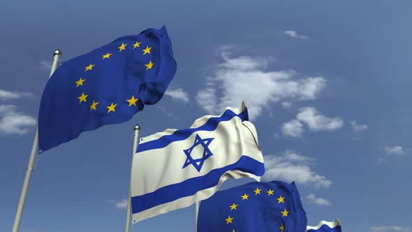 Flags of Israel and the European Union