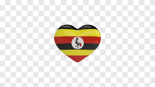 Uganda Flag on a Rotating 3D Heart