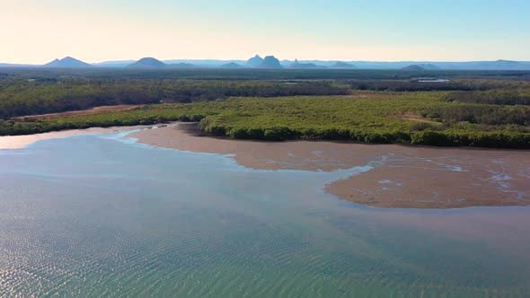 Aerial view of Pumicestone Passage, Queensland, Australia.