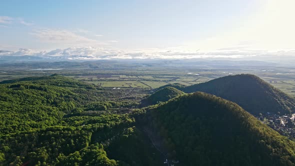 Aerial View Sunrise in the Snowcapped Mountains