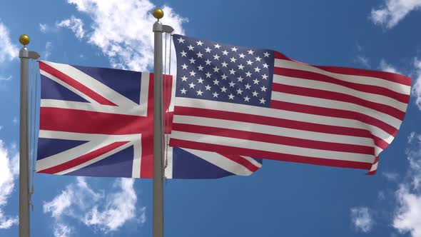 United Kingdom Flag Vs United States Of America / USA Flag On Flagpole