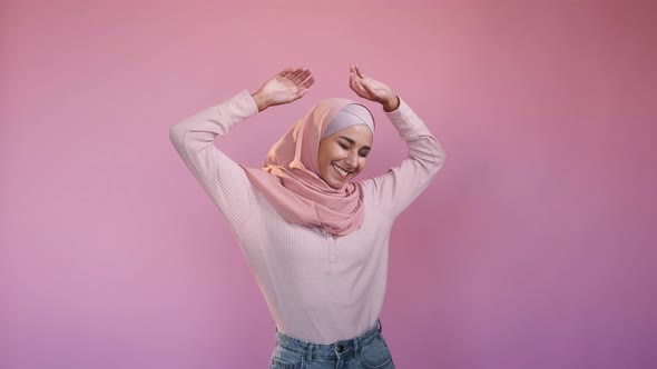 Happy Dance Good Mood Success Funky Woman Hijab