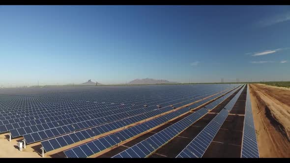 Solar panel . aerial view. A solar power plant located in a valley.