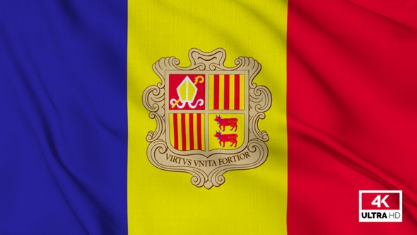 Andorra Flag Waving Slowly Looped