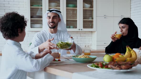 arabian family spending time together at home