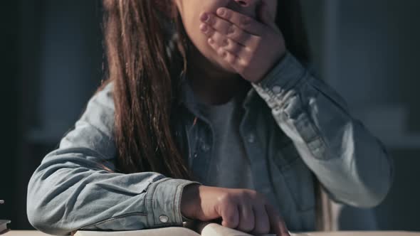 Homework Overload Girl Studying at Night