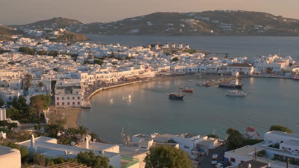 Mykonos Island Port with Boats, Cyclades Islands, Greece