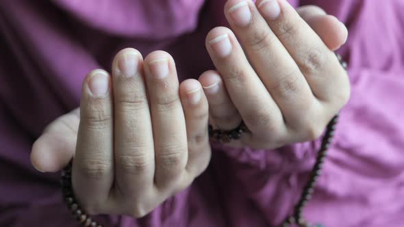 Muslim Women Praying During Ramadan, Close Up 