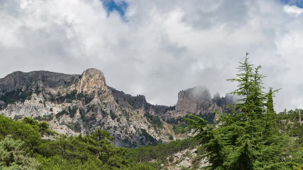 Time-lapse footage of clouds above gorgeous mountains