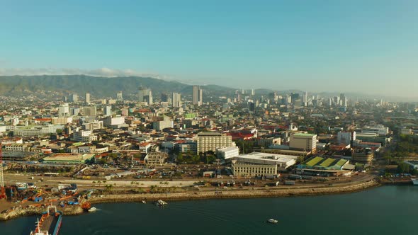 Modern City of Cebu with Skyscrapers and Buildings Philippines