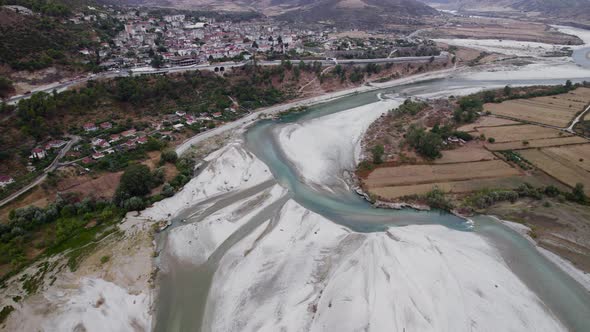 Vjose from above. Amazing drone view from the last wild river.