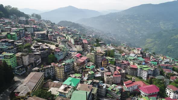 Gangtok city in Sikkim in India seen from the sky