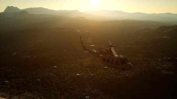 Slow Motion United States Military Helicopter in Vietnam alt