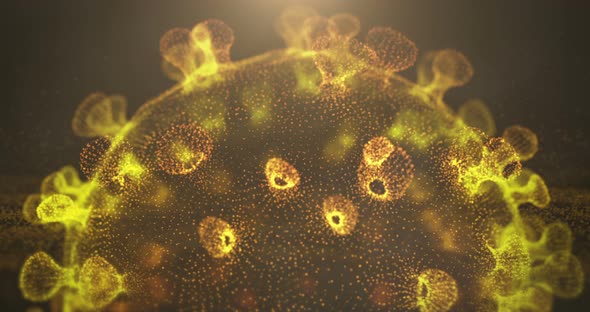 Covid Coronavirus Microbe Bacteria Closeup with Particles Background 4K