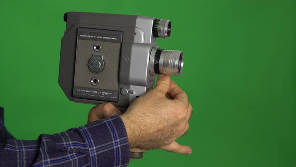 8mm Film Camera On Green Screen