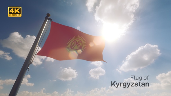 Kyrgyzstan Flag on a Flagpole V2 - 4K