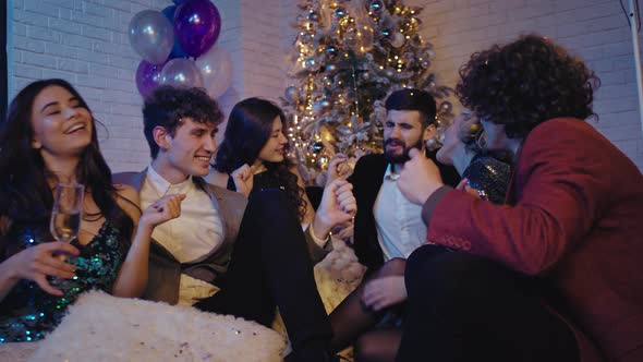 Group Attractive Students Very Excited Christmas