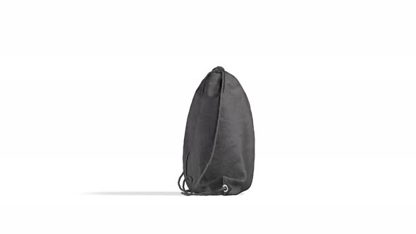 Blank black drawstring backpack mock up, looped rotation, 4k video