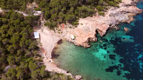 Cala Xuclar beach in Ibiza, Spain