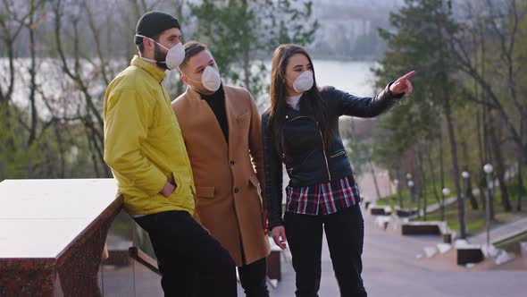 Group of Friends in the Park Take a Fresh Air They