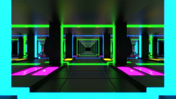 Digital Neon Lights Tunnel