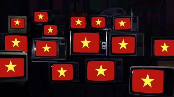 Flags of Vietnam and Retro TVs.