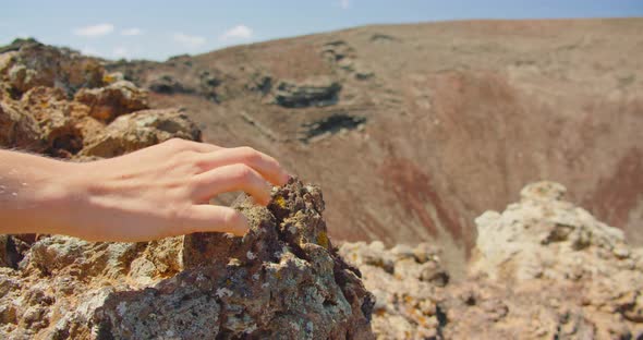 Point of View of a Tourist Human Hand Feeding a Squirrel at the Calderon Hondo Volcano in