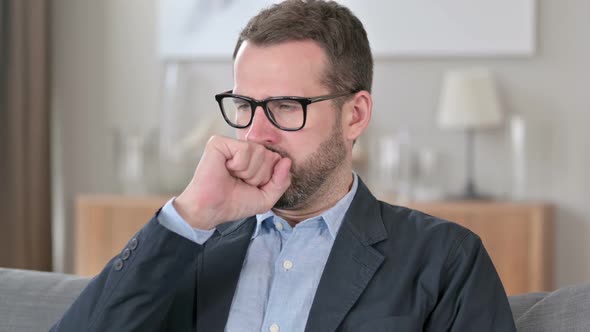 Portrait of Sick Young Businessman Coughing Allergy