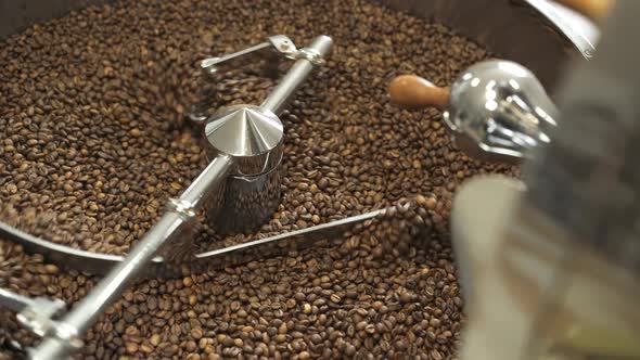Coffee Grinder Stirring Coffee Beans