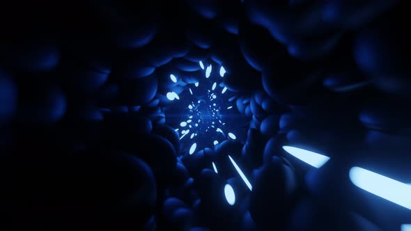 Tunnel Space Background. Geometric Shapes Molecules Cyberspace 4k