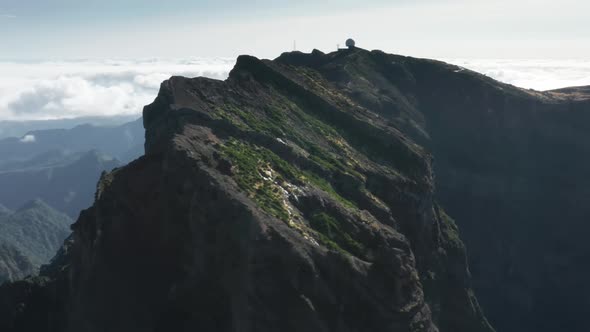 Aerial Vertiginous Views on the Top of Madeira Island Mountains