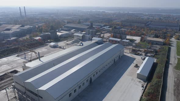 Aerial of a cement plant in a city