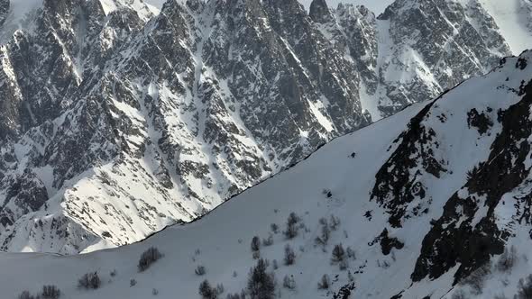 Aerial View From Drone to Telephoto Lens Multidimensional Mountains Rocks and Ridge