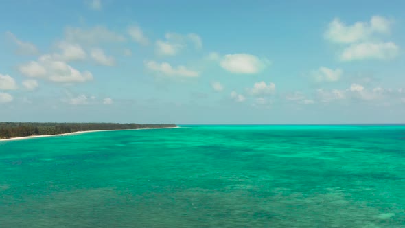 Tropical Landscape with Lagoons and Blue Sky