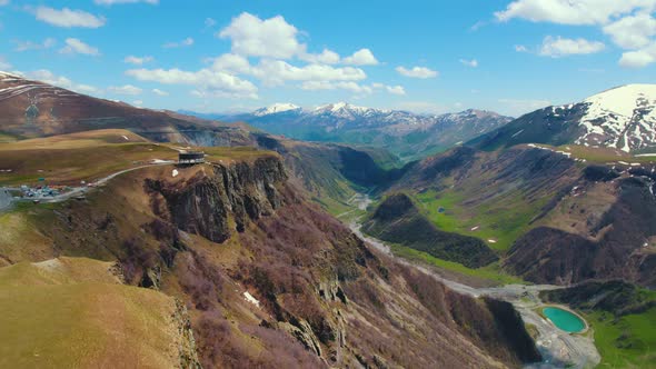 Scenery of Kazbegi in the Sunny Weather Georgia