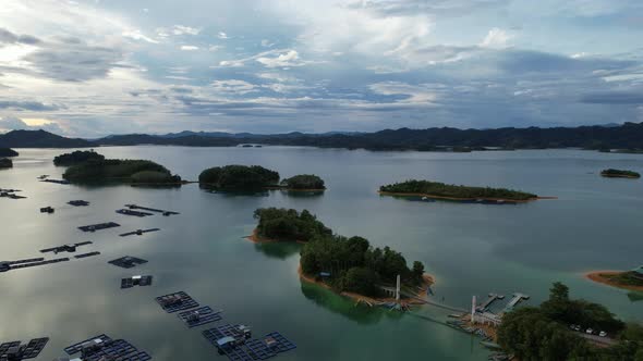 Aerial View of Fish Farms in Norway