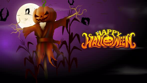 Halloween Scarecrow Loop Background 4K alt