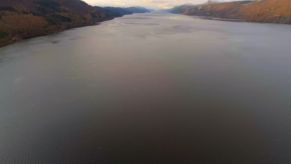 Aerial Reveal of Loch Ness in Scotland