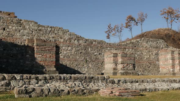 GAMZIGRAD, SERBIA - DECEMBER 25, 2017  Ancient Roman palaces and temples of Felix Romuliana built by