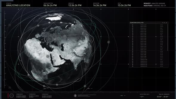 Scanning Ukraine Area And Exploring The Satellite Map. Analyzing Ingoing Data. alt