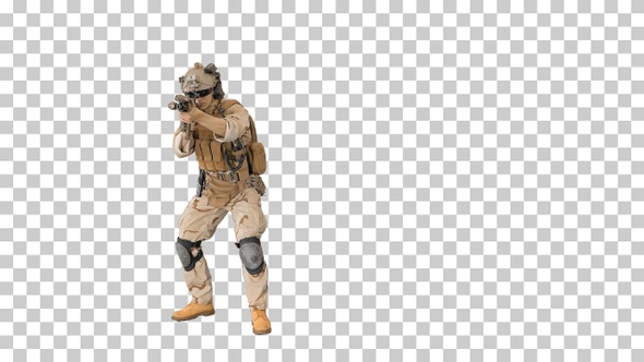 Soldier moving from side to side aiming, Alpha Channel