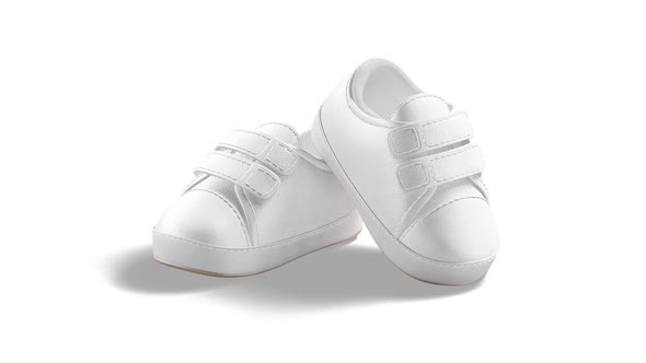 Blank white baby shoes pair, looped rotation