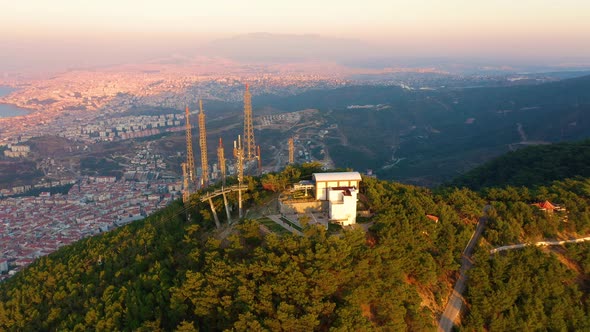 Aerial View of the Seaside Valley on the Aegean Coast of Izmir Turkey